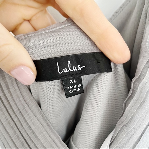 Lulus Dress Cheers and Tiers Dusty Blue Pleated Tiered Mini NWT XL - Picture 6 of 8